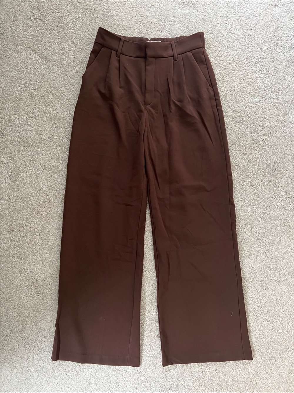 A&F Brown Sloan Tailored Pleated Wide-Leg Dress Pants